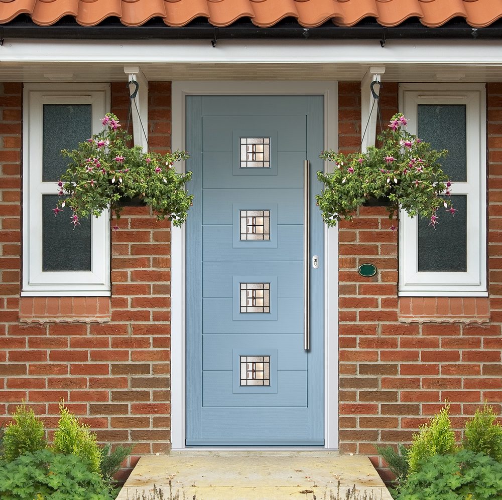 Green composite door with side panels