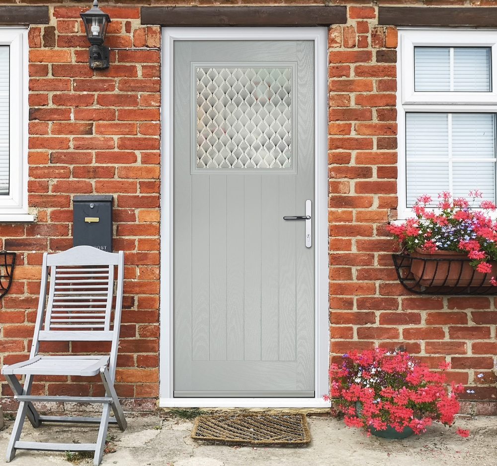 Grey cottage-style composite door