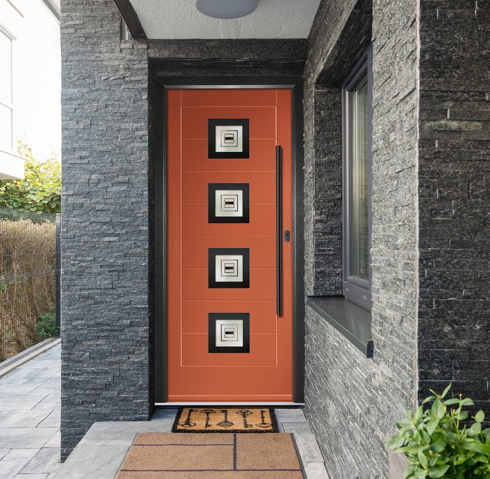 Orange contemporary composite door
